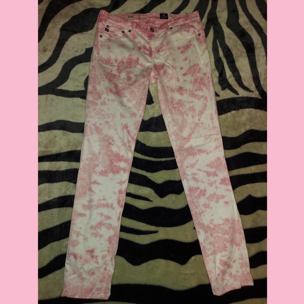 Pink & White Tye Dye Straight Leg Pants